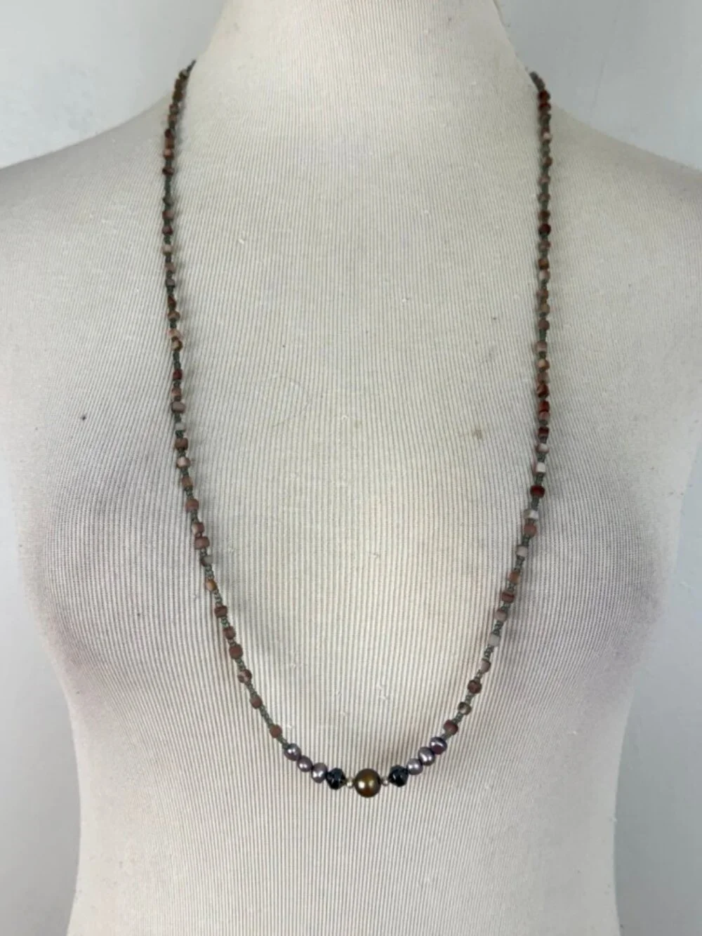 SILPADA N1784 VINTAGE STERLING 925 FRESHWATER PEARL HEMATITE TOGGLE NECKLACE - Picture 2 of 7
